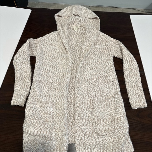 Cynthia Rowley Sweaters - Cynthia Rowley Textured Knit Hooded Open Front Cardigan Sweater Beige Cream XS